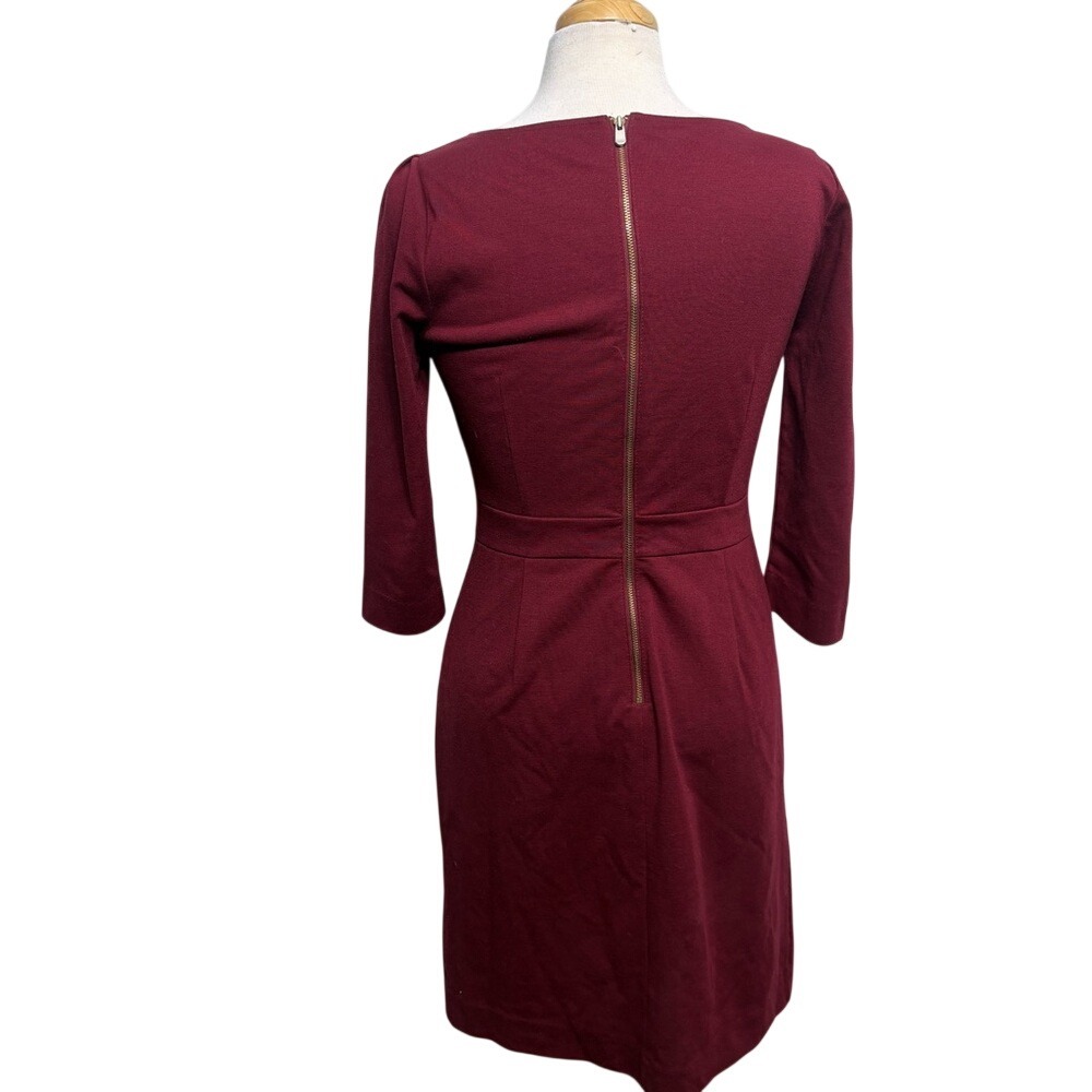 Banana Republic Burgundy Puff Shoulder Sheath Dress Work Party Maroon Size 6 - Picture 7 of 11